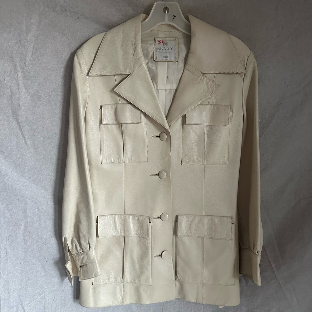 Nina Ricci Cream Leather Jacket vintage